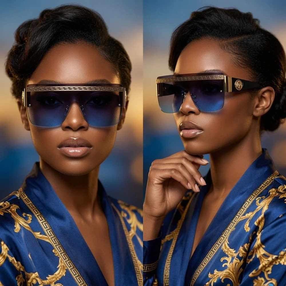 Womens Oversized Sunglasses Luxury Aesthetic, Glamour Streetwear, Festival Wear